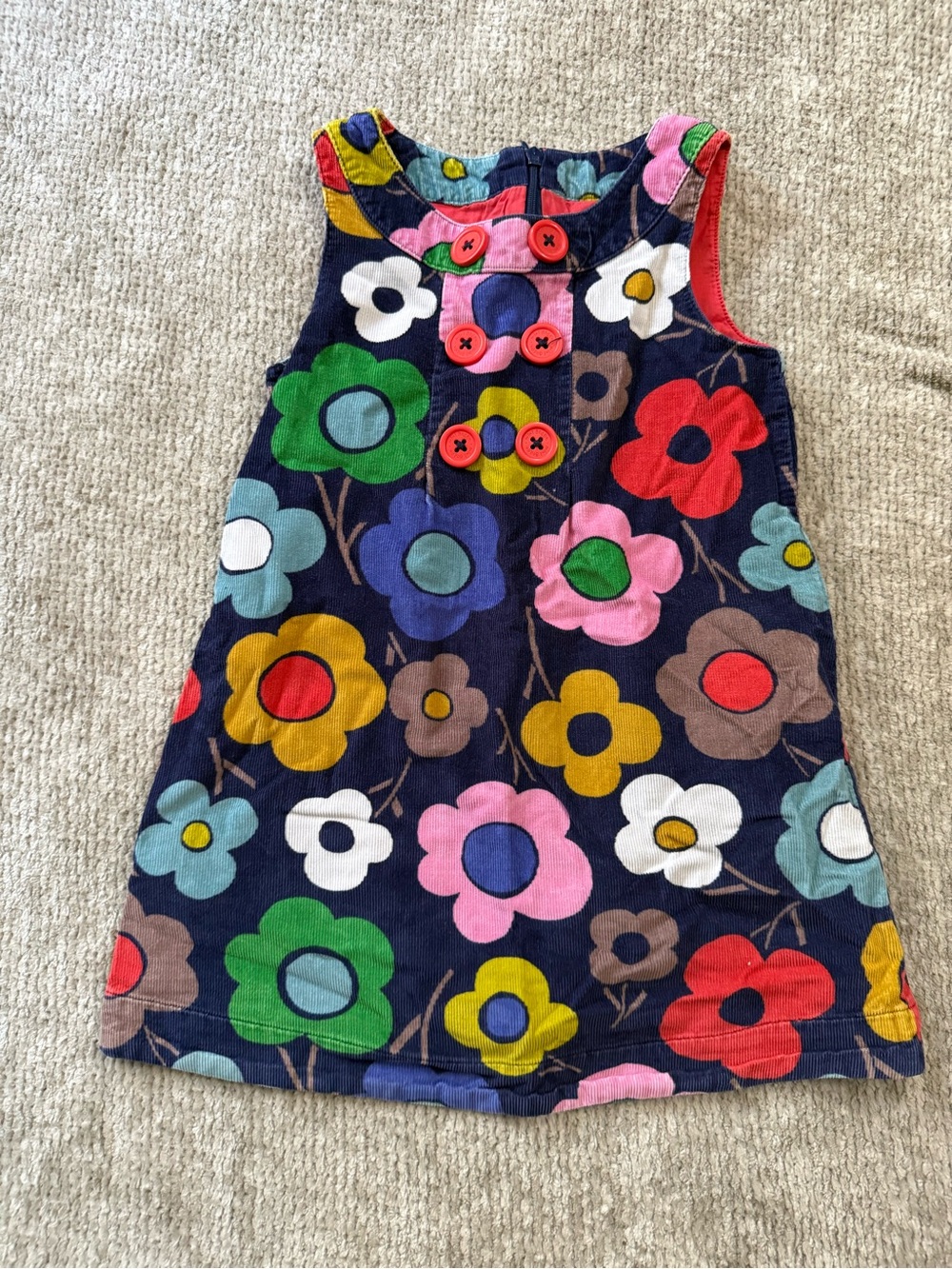 Mini Boden Girls Corduroy Floral Shift Dress 3-4Y